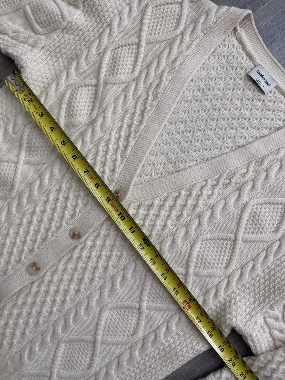 Sunday Best Aritzia Lamora Cable Knit Wool Cardigan in Whisper White Size 2XS - Picture 7 of 14